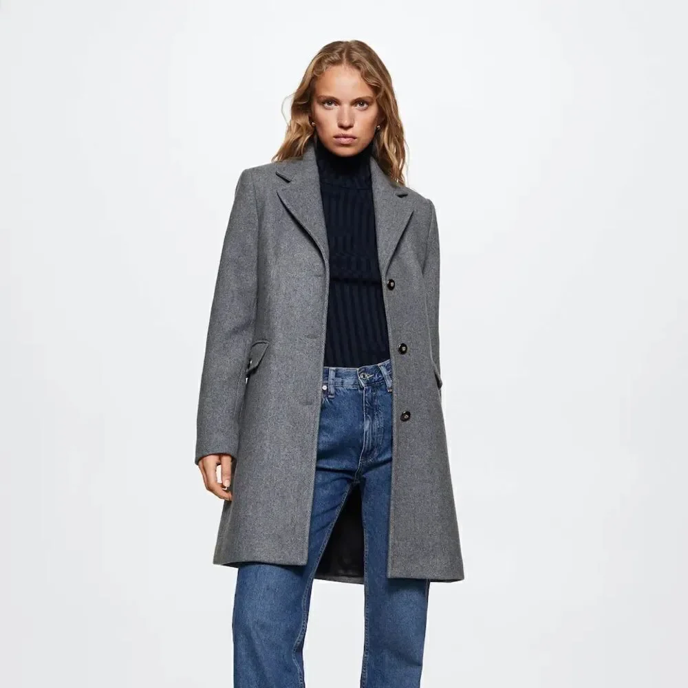 Mango Wool Blend Short Coat Grey - Picture 7 of 8